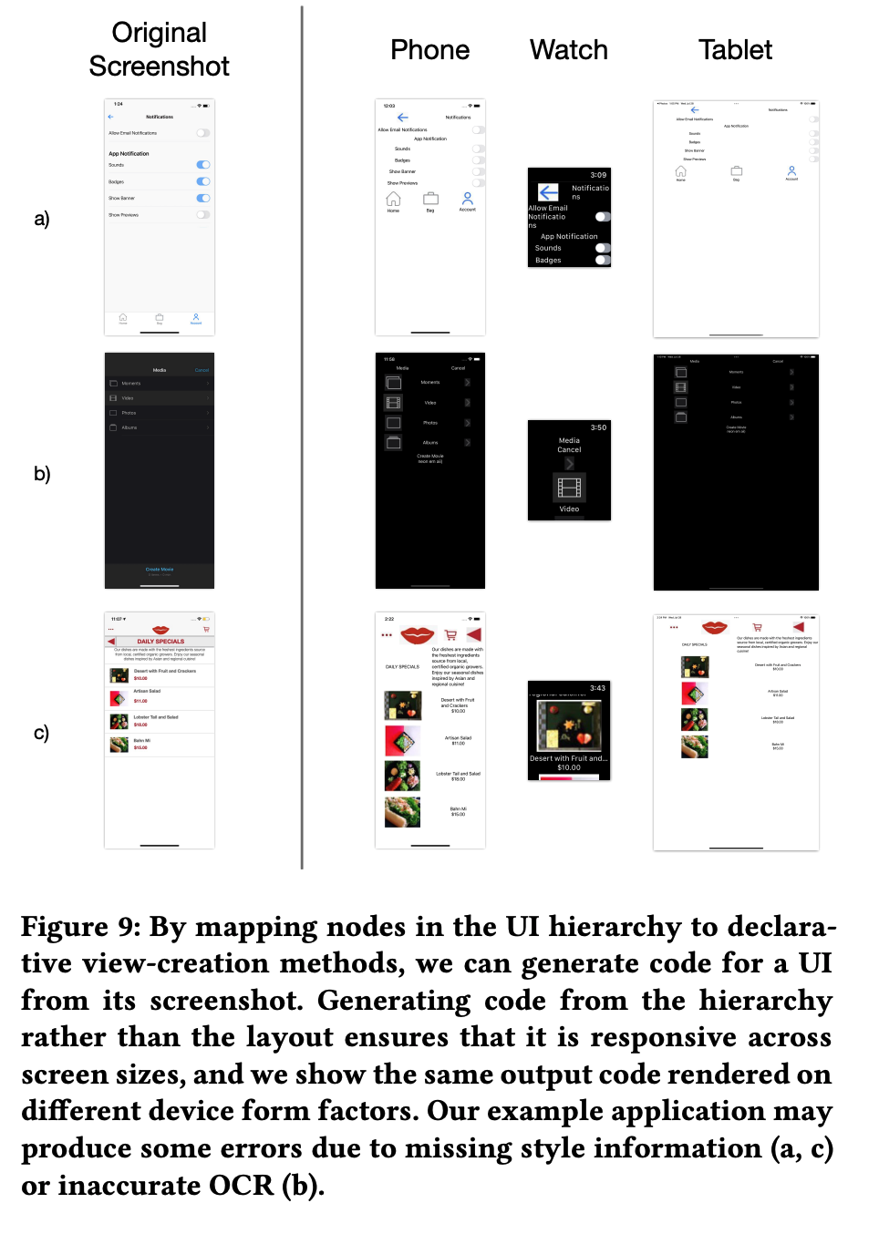 Screen Parsing: Towards Reverse Engineering of UI Models from Screenshots