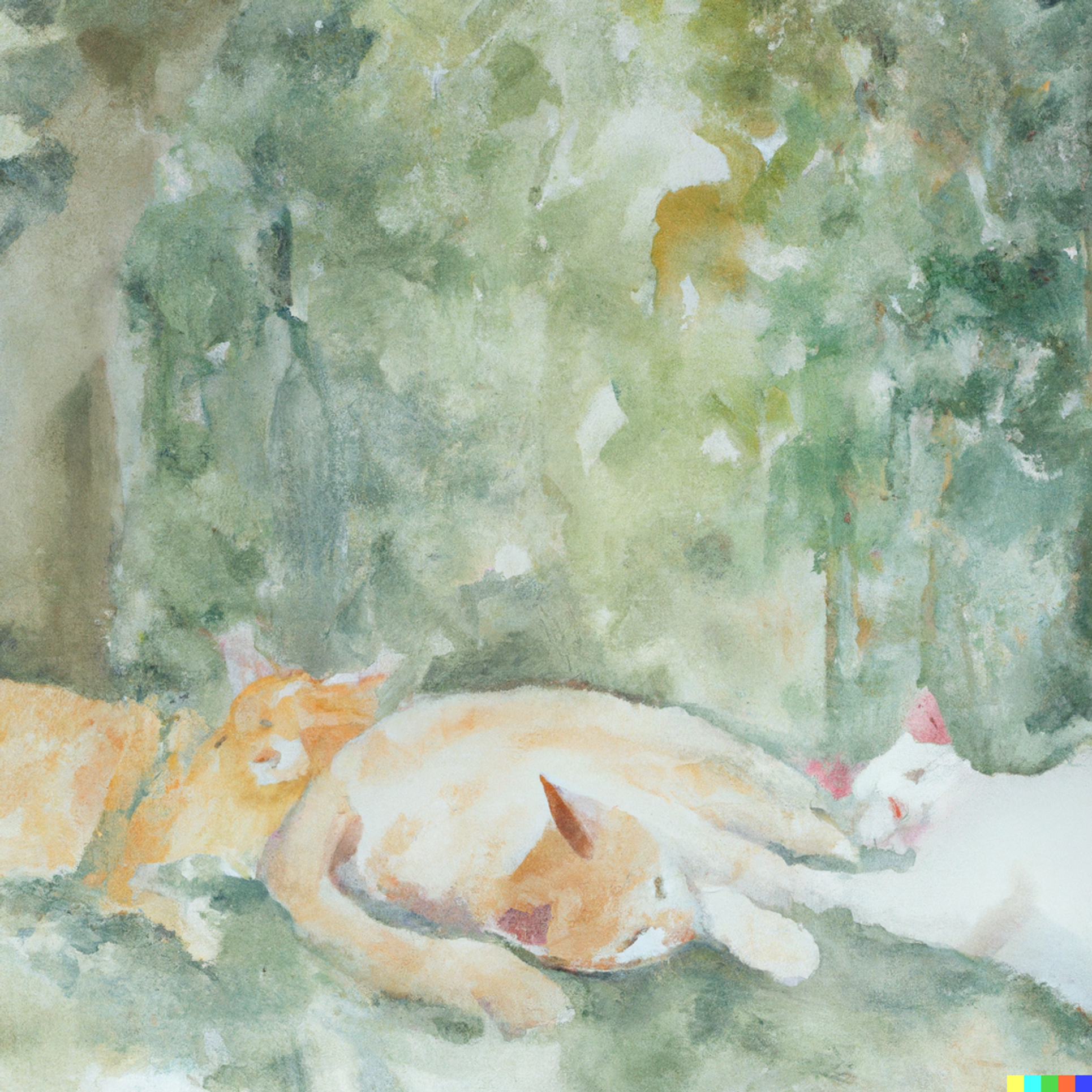 Sleeping cats by DALLE